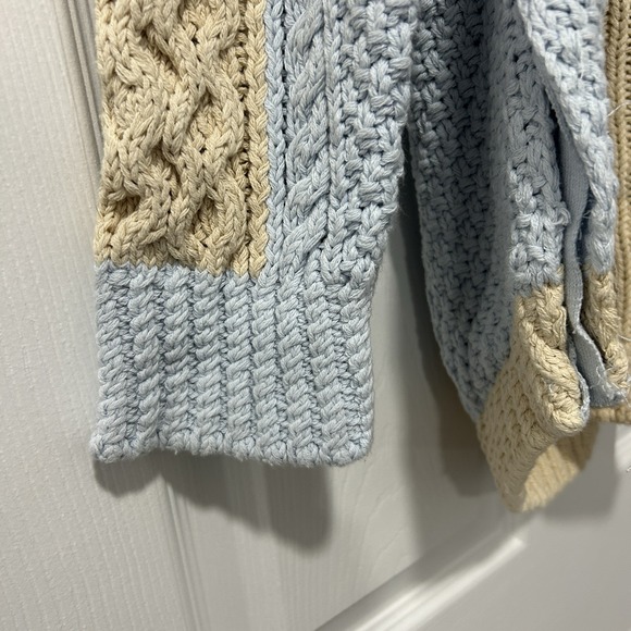 LL Bean Signature Womens Size L Beige Fisherman Cable Knit Sweater 100% Cotton - Picture 4 of 10